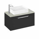 Britton Shoreditch Wall Hung Single Drawer 850mm Vanity Unit with Quad Countertop Basin Grey