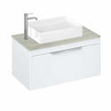 Britton Shoreditch Wall Hung Single Drawer 850mm Vanity Unit with Quad Countertop Basin White