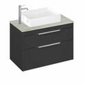 Britton Shoreditch Wall Hung Double Drawer 850mm Vanity Unit with Quad Countertop Basin Grey
