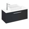 Britton Shoreditch Wall Hung Double Drawer 1000mm Vanity Unit with Quad Countertop Basin Grey