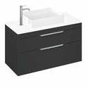 Grey - Britton Shoreditch Wall Hung Double Drawer 1000mm Vanity Unit with Quad Countertop Basin