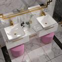 Close-up of Jivana Countertop Sink with Luxury Gold Brassware