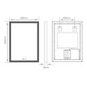 Line Drawing showing dimensions for Sycamore LED Bathroom Mirror with Demister