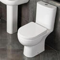 Room Scene Showing Open Back Close Coupled Toilet with Soft Close Seat