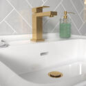 Angled View of Gold Tap with Basin and Gold Waste