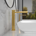 Side view of Large Tall BC Brushed Gold Mixer Tap