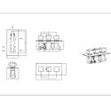 Technical line drawing showing dimensions of Ribble Square Shower Valve Triple 3 Outlet