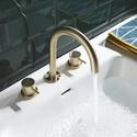 3 Hole bathroom basin mixer tap in brushed gold finish