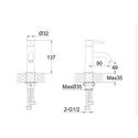 Extra Product Image For Jtp Vos Brushed Black Mini Basin Mixer Tap Tech Drawing 1
