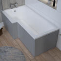 Angled Top View of Grove Platinum Grey Gloss MDF L-shape Bath Panel