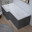 Angled Top View of L Shape Bath Panel in Dark Grey