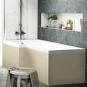 Lifestyle Side View of Pemberton Gold Shower Bath Showing High Quality MDF Panel