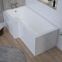 Angled Top View of White Gloss MDF L Shape Bath Panels