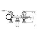 Line drawing with dimensions for Swadling Freestanding Bath Shower Tap 1