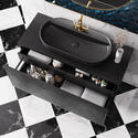 Top View of Black Vanity Unit Show Drawers and Basin
