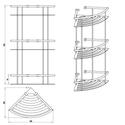 Extra Product Image For Slade Triple Shower Basket Chrome Drawing 1