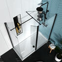Product Image of Radiant Black 1300 Walk in Shower Enclosure with Side Panel for Corner
