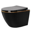 Bodine Rimless Black Wall Hung Toilet with Gold Edge