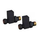 square black straight radiator valve pack (pairs)