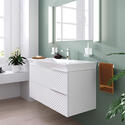 Elvia 950mm White Vanity Unit with White Basin, Chrome Handles