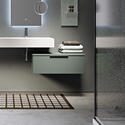 premium 1550 wall hung sink with optional matt green side storage