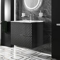 elvia 600 black vanity unit white sink chrome handles