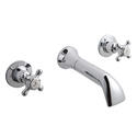 bayswater victrion chrome crosshead three hole wall bath filler tap with spout