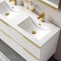 elvia 1200 White Vanity Unit white basin gold handles