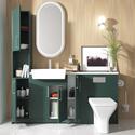 Front View of oliver chrome 1700 matt green vanity toilet tallboy package