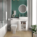 oliver white 1100 fitted furniture small bath suite chrome handles