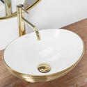Sofia Brushed Gold Oval Counter Top Basin Angled View