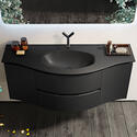 baden haus olimpia 1380 wall hung black vanity unit fluted texture