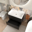 jasmine 700 black wall vanity unit and white sink