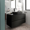 jasmine 1000 black wall vanity unit with black sink