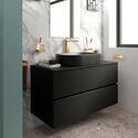 jasmine 1000 black wall vanity unit with black sink
