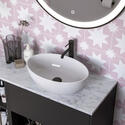 britton hackney 900mm wall hung black vanity unit with open shelves and countertop basin