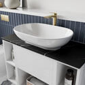 britton hackney 900mm wall hung white vanity unit with shelves & countertop basin