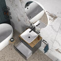 sonix grey 600 wall hung bathroom unit with oak countertop