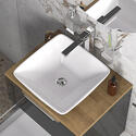sonix grey 600 wall hung bathroom unit with oak countertop