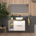 sonix white 900 wall hung unit with oak worktop
