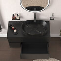 jasmine 1000 fluted black wall vanity with black sink 1 side unit