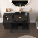 jasmine 1000 fluted black wall vanity with black sink 1 side unit