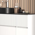 jasmine 1600 fluted white wall vanity with black basin two side units
