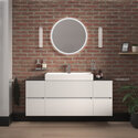 jasmine 1300 fluted white wall vanity with white sink two side units