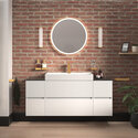 jasmine 1300 fluted white wall vanity with white sink two side units