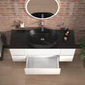 jasmine 1300 white fluted wall vanity with black sink two side units