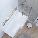 strong l shaped bath with shower screen