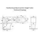 Patello Closed Back Comfort Height Technical Drawings