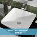 Angled Top View of New Square Countertop Sink for Jivana Range