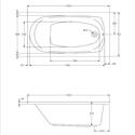 Tech Drawing for Petite 1300 Bath with Dimensions